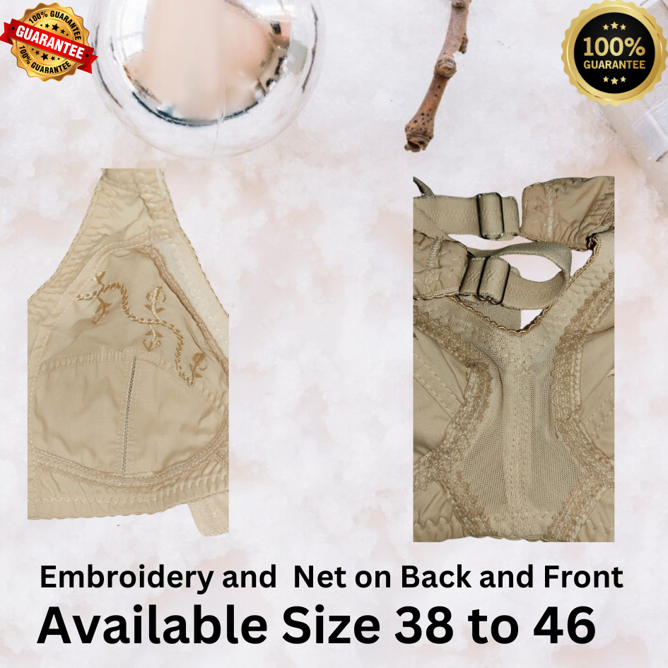 embroidered and net bra: exquisite cotton & net, front & back net design, steel hooks, superior quality, better than any brand, perfect fitting and grip, high quality material used. embroidered and net bra: exquisite cotton & net, front & back net design, steel hooks, superior quality, better than any brand, perfect fitting and grip, high quality material used.