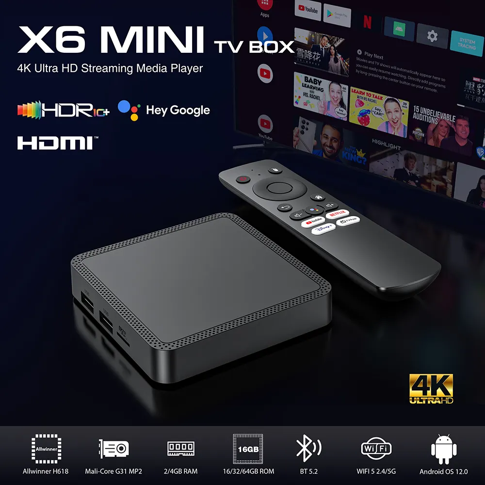 x6 mini android tv box h618 6k with google voice assistant x6 mini android tv box h618 6k with google voice assistant
