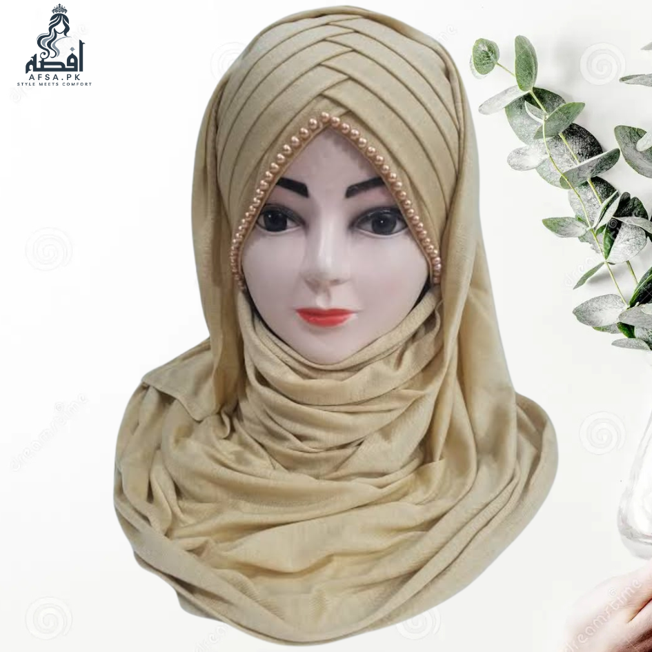 10 layer hijab cap & scarf – full shoulder coverage, ready to wear with pearl, soft jersey fabric. 10 layer hijab cap & scarf – full shoulder coverage, ready to wear with pearl, soft jersey fabric.