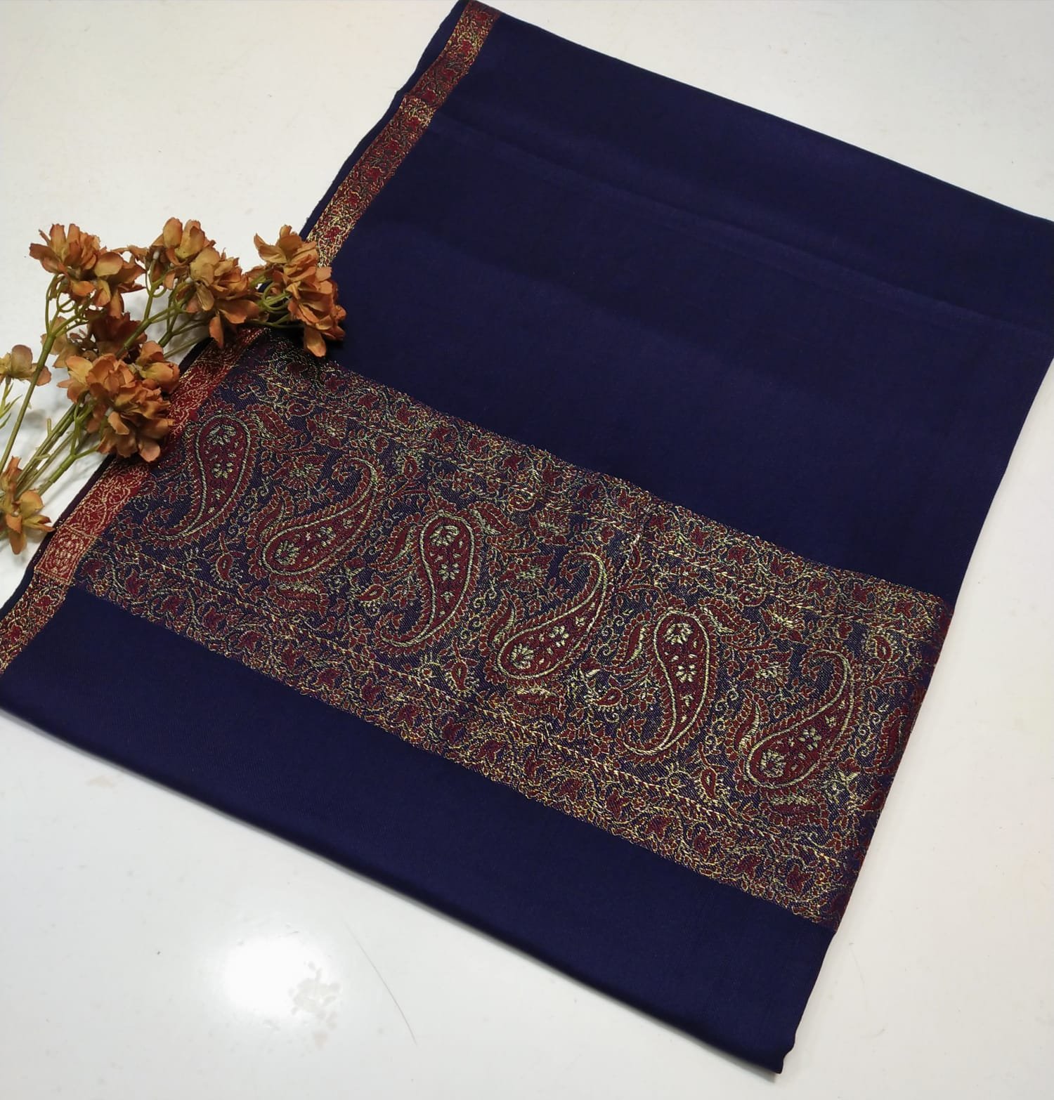 zari border shawl – soft acrylic wool, 2.5m length, 1.25m width zari border shawl – soft acrylic wool, 2.5m length, 1.25m width