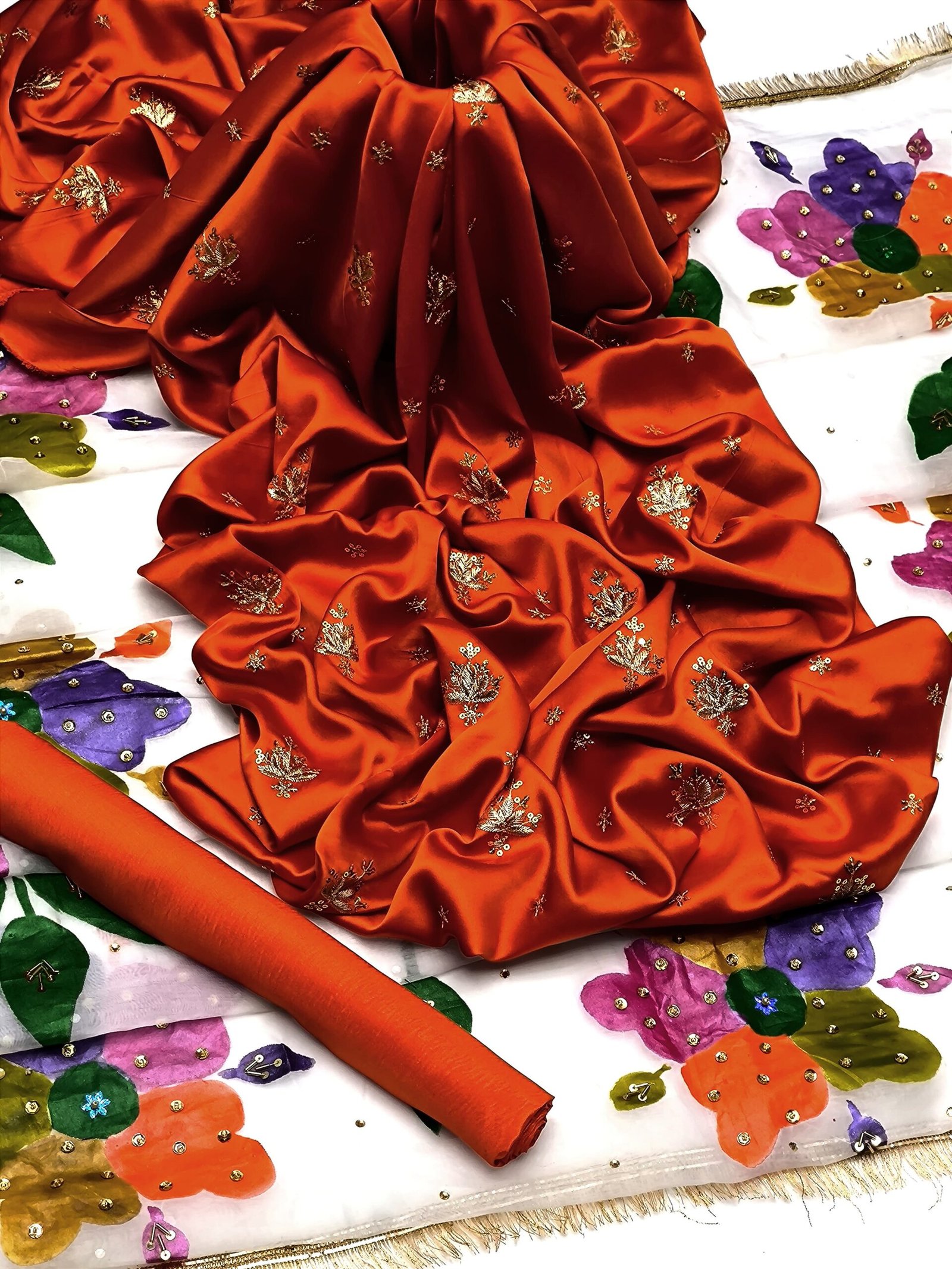 shamoz silk embroidered shirt, kattan silk trouser, & organza handcrafted dupatta, luxury partywear fancy ensemble shamoz silk embroidered shirt, kattan silk trouser, & organza handcrafted dupatta, luxury partywear fancy ensemble