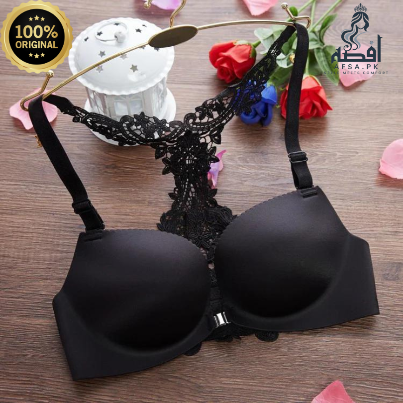 front opening with steel clip butterfly bra set for girls & women, push up and padded bra, with next comfort level. front opening with steel clip butterfly bra set for girls & women, push up and padded bra, with next comfort level.