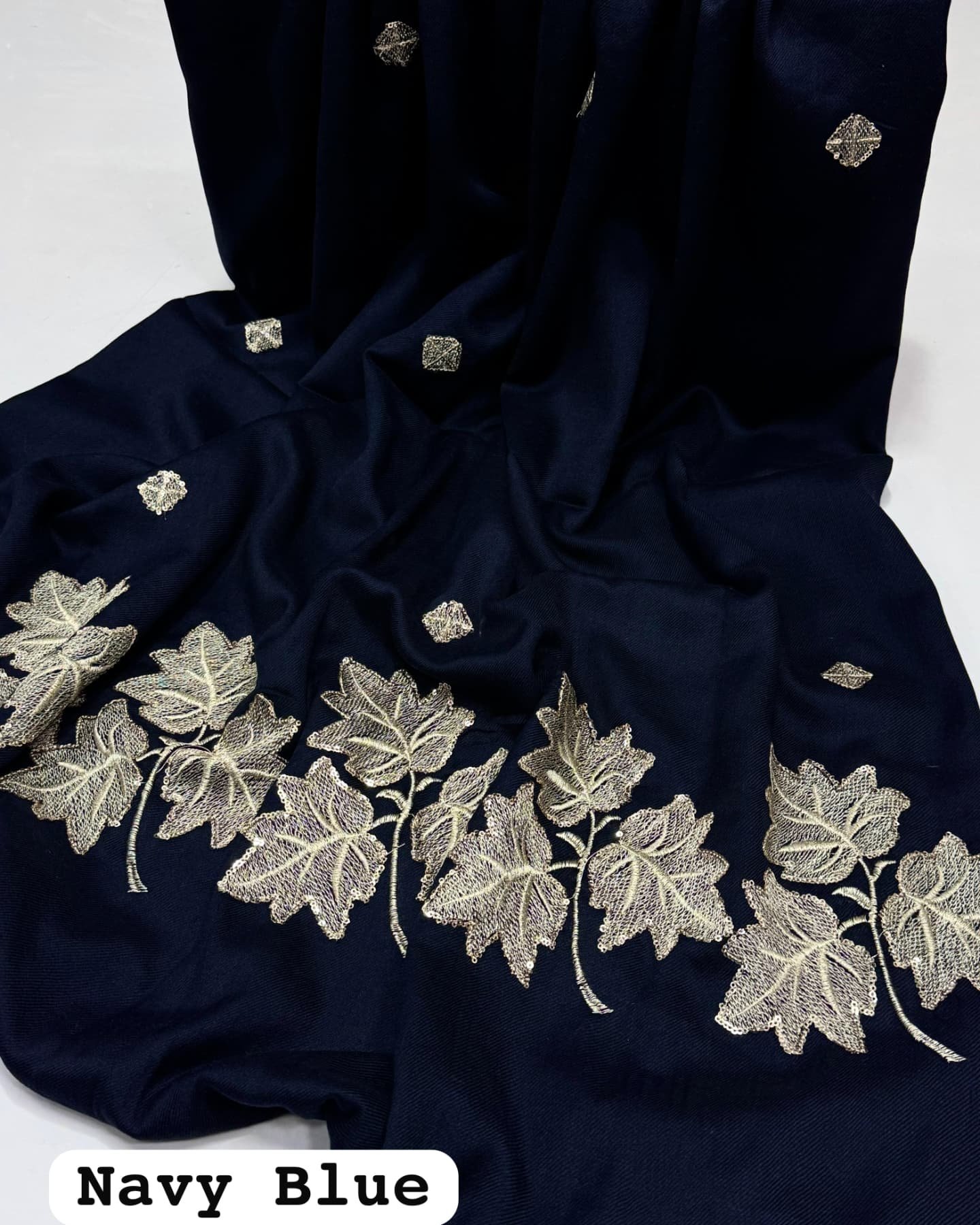 elegant pashmina chanar leaf shawl with sequins embroidery – 72 grade, premium quality, 2.5 yards (88"x44") elegant pashmina chanar leaf shawl with sequins embroidery – 72 grade, premium quality, 2.5 yards (88"x44")