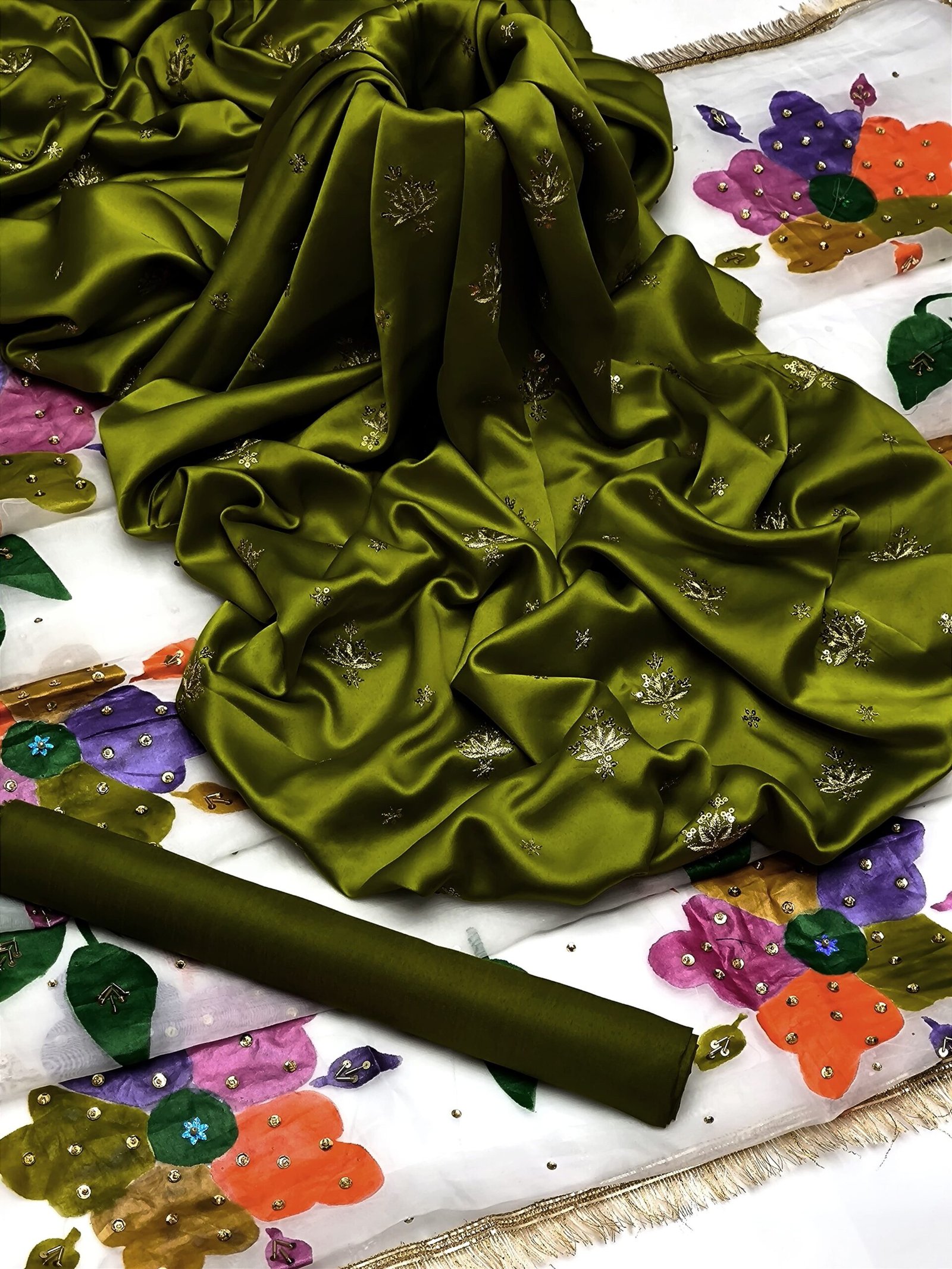 shamoz silk embroidered shirt, kattan silk trouser, & organza handcrafted dupatta, luxury partywear fancy ensemble shamoz silk embroidered shirt, kattan silk trouser, & organza handcrafted dupatta, luxury partywear fancy ensemble