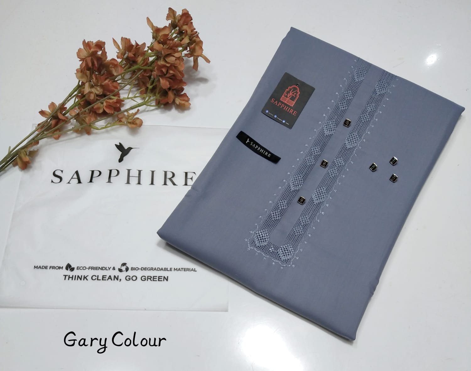 handmade tarkashi gala suit – premium wash & wear fabric, sapphire color, 4.5m full suit with 6 buttons and elegant packaging handmade tarkashi gala suit – premium wash & wear fabric, sapphire color, 4.5m full suit with 6 buttons and elegant packaging