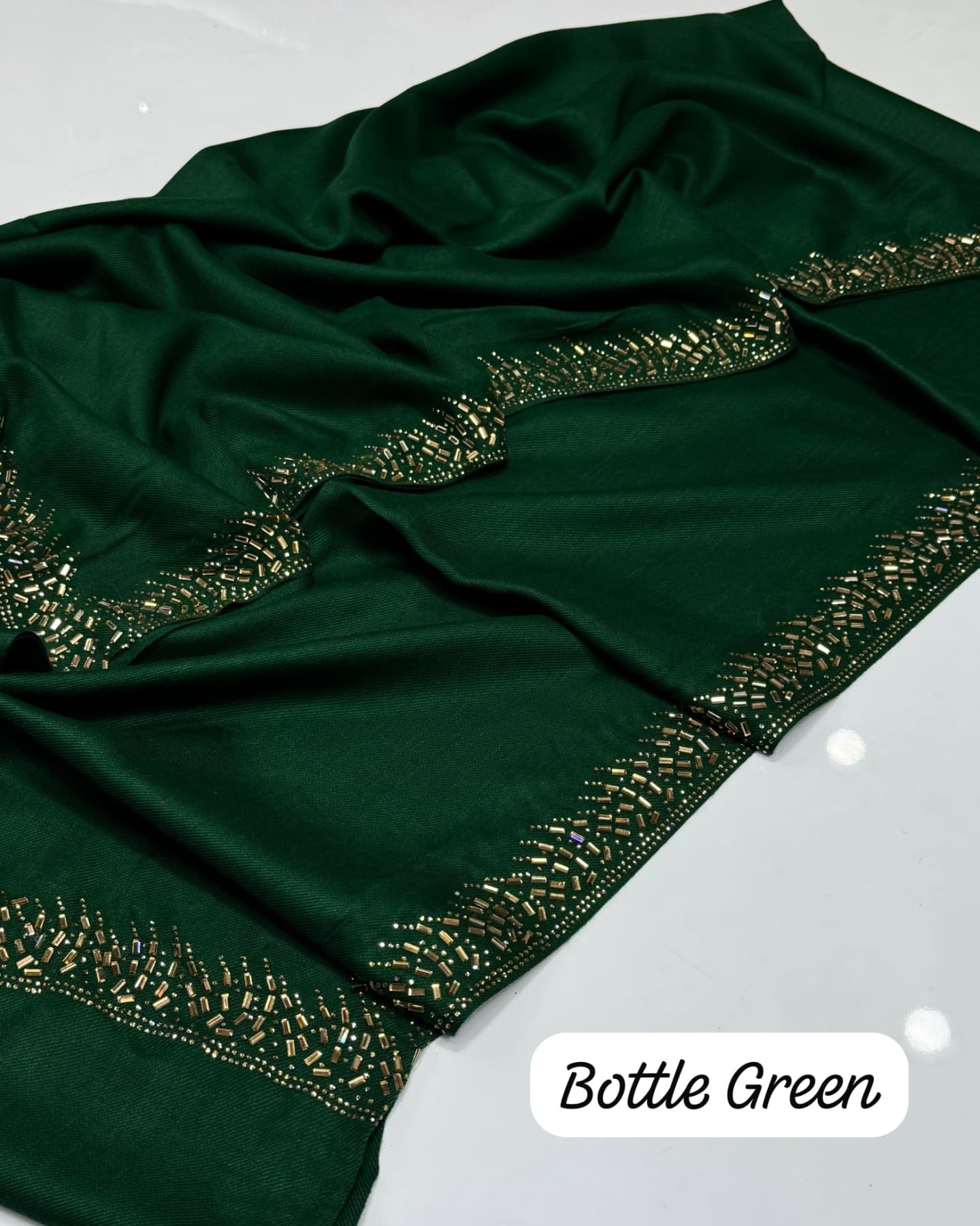 shawl with stone work – four sided design, elegant pashmina stuff premium quality, 2.5 yard length" shawl with stone work – four sided design, elegant pashmina stuff premium quality, 2.5 yard length"