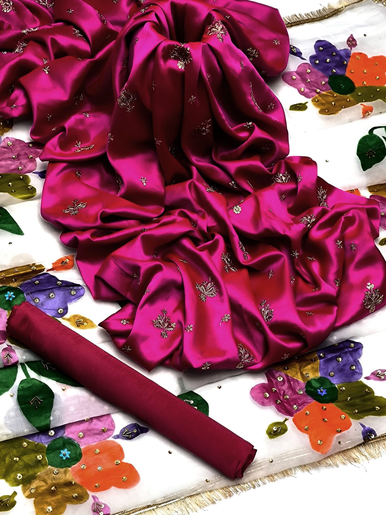 shamoz silk embroidered shirt, kattan silk trouser, & organza handcrafted dupatta, luxury partywear fancy ensemble shamoz silk embroidered shirt, kattan silk trouser, & organza handcrafted dupatta, luxury partywear fancy ensemble