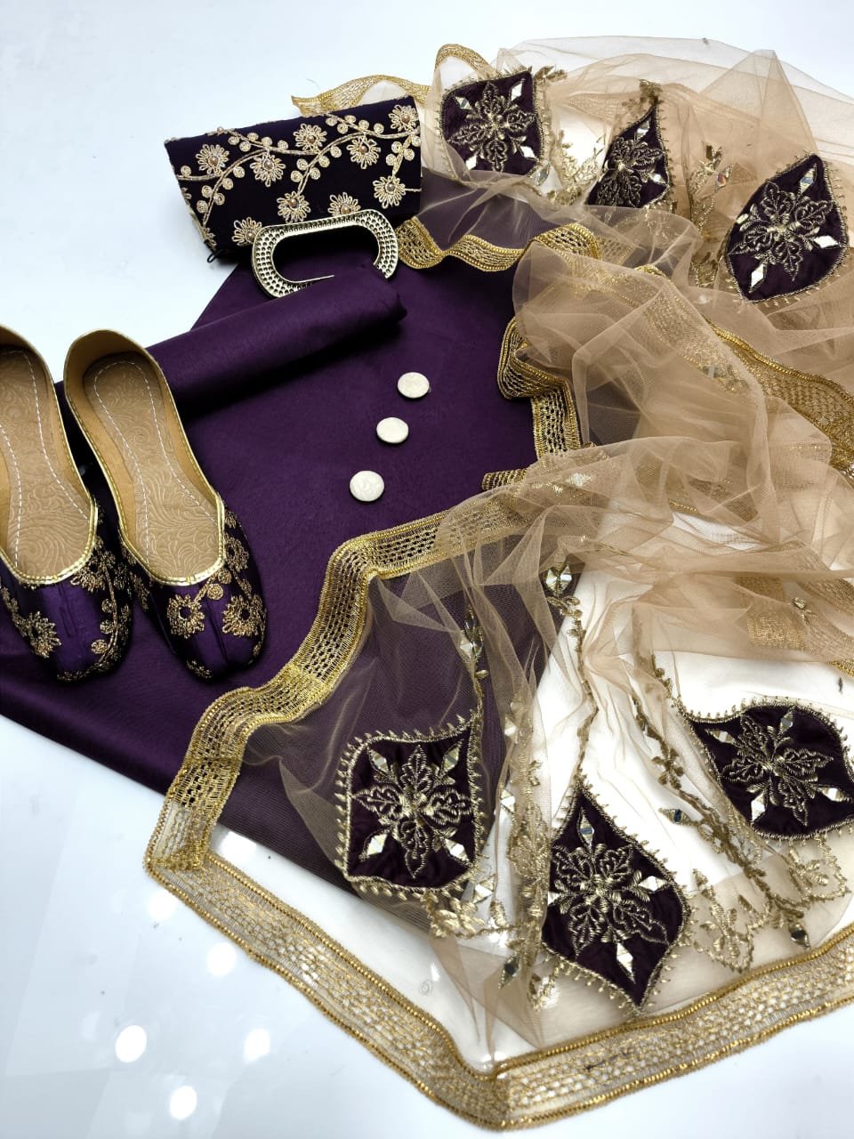 party wear | 5pc collection | kataan shirt & trouser | net mirror & lace work dupatta | embroidered khussa & clutch party wear | 5pc collection | kataan shirt & trouser | net mirror & lace work dupatta | embroidered khussa & clutch
