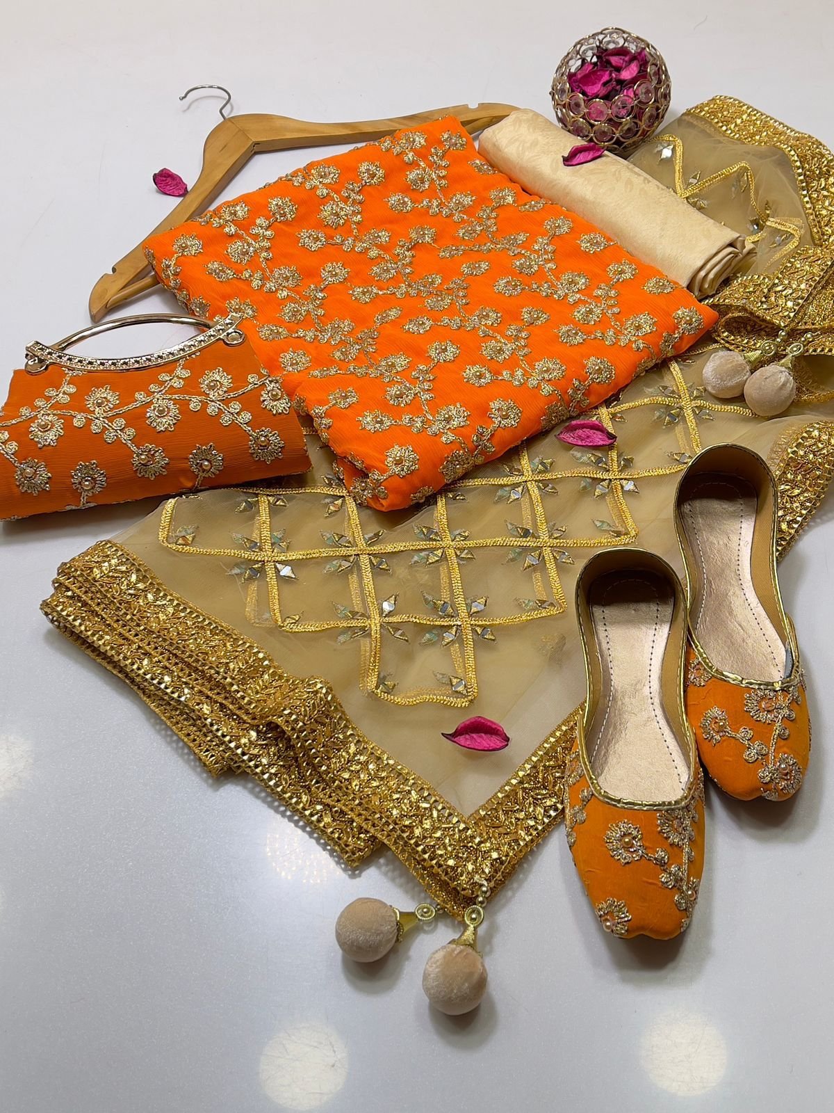 fancy 5pc suit | chiffon embroidery | masuri shalwar | mirror work dupatta | matching khussa & clutch fancy 5pc suit | chiffon embroidery | masuri shalwar | mirror work dupatta | matching khussa & clutch
