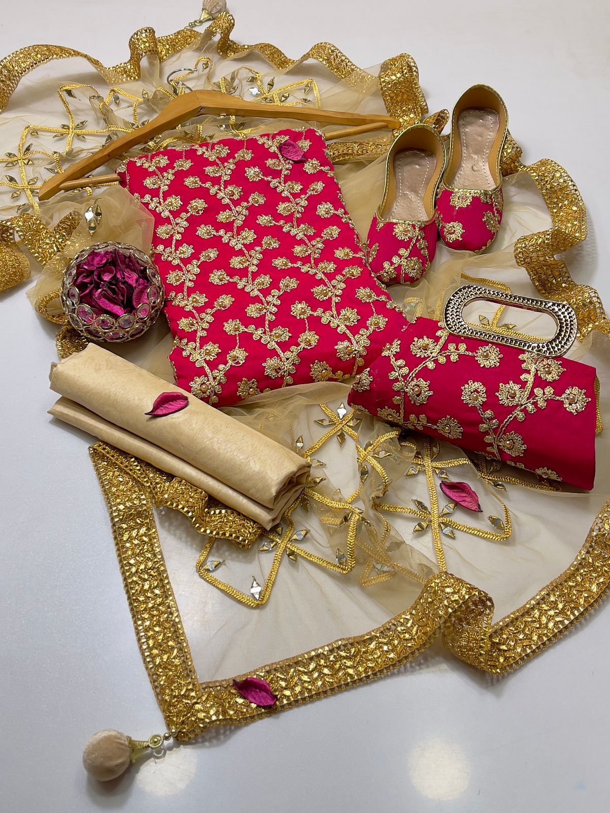 fancy 5pc suit | chiffon embroidery | masuri shalwar | mirror work dupatta | matching khussa & clutch fancy 5pc suit | chiffon embroidery | masuri shalwar | mirror work dupatta | matching khussa & clutch