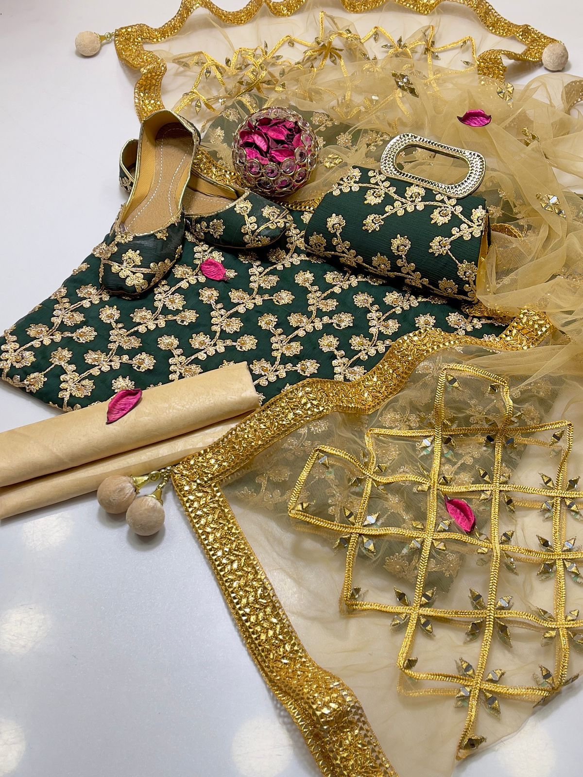 fancy 5pc suit | chiffon embroidery | masuri shalwar | mirror work dupatta | matching khussa & clutch fancy 5pc suit | chiffon embroidery | masuri shalwar | mirror work dupatta | matching khussa & clutch