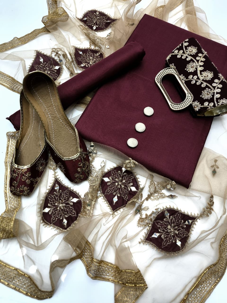 party wear | 5pc collection | kataan shirt & trouser | net mirror & lace work dupatta | embroidered khussa & clutch party wear | 5pc collection | kataan shirt & trouser | net mirror & lace work dupatta | embroidered khussa & clutch