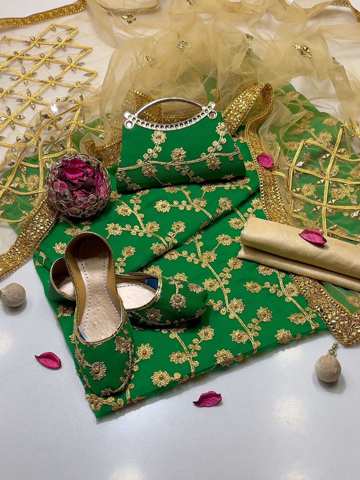 fancy 5pc suit | chiffon embroidery | masuri shalwar | mirror work dupatta | matching khussa & clutch fancy 5pc suit | chiffon embroidery | masuri shalwar | mirror work dupatta | matching khussa & clutch