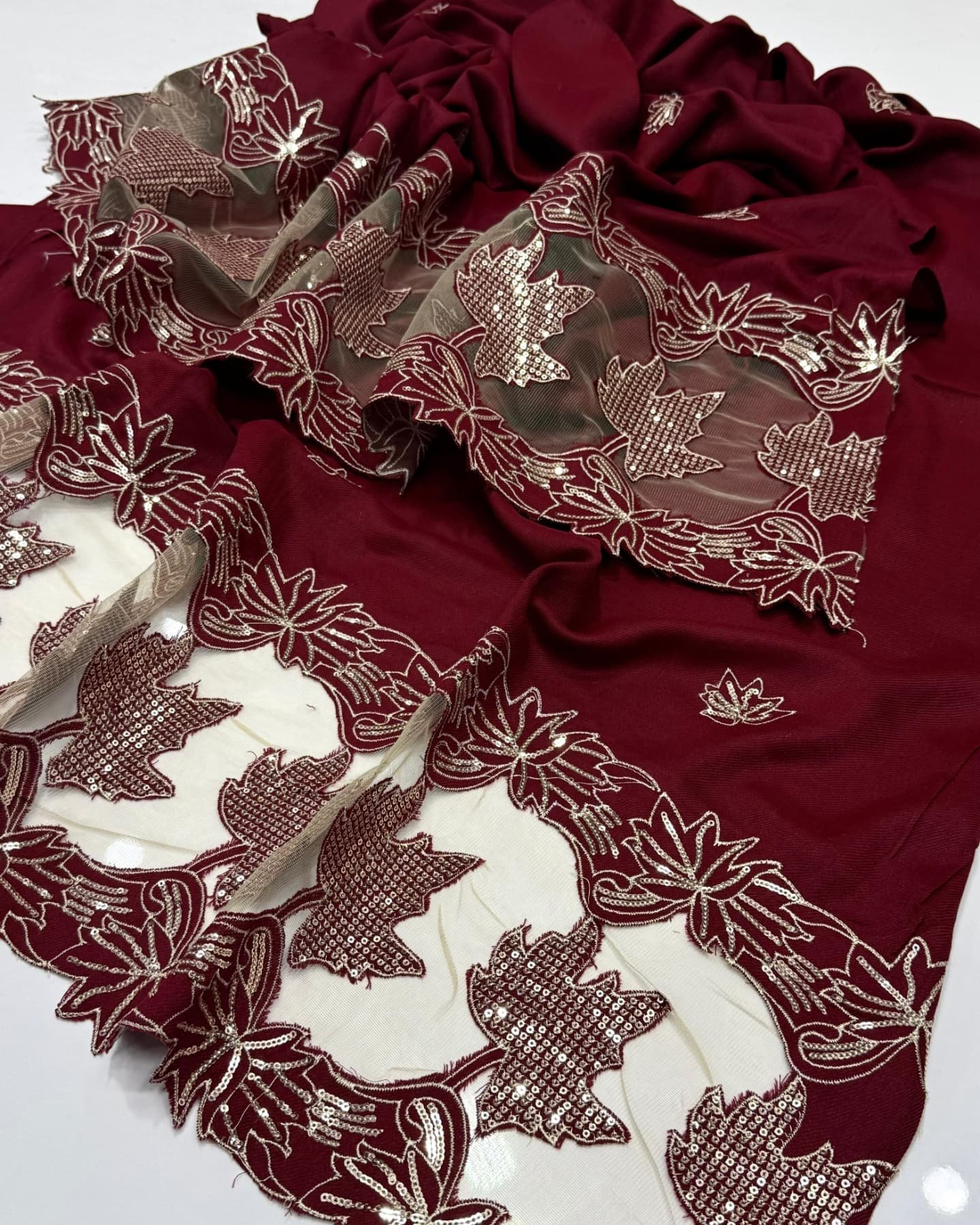 elegant pashmina shawl with cutwork & sequin embroidery – elegant pashmina shawl with cutwork & sequin embroidery –