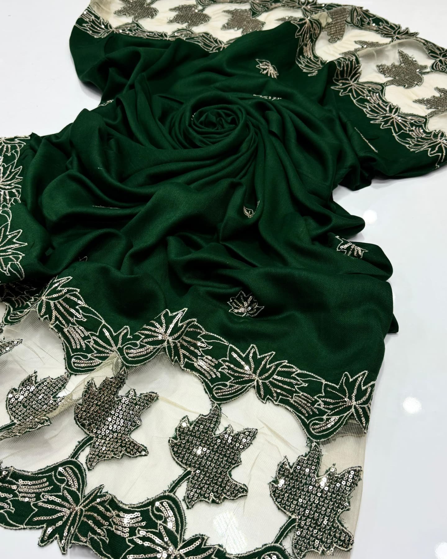 elegant pashmina shawl with cutwork & sequin embroidery – elegant pashmina shawl with cutwork & sequin embroidery –