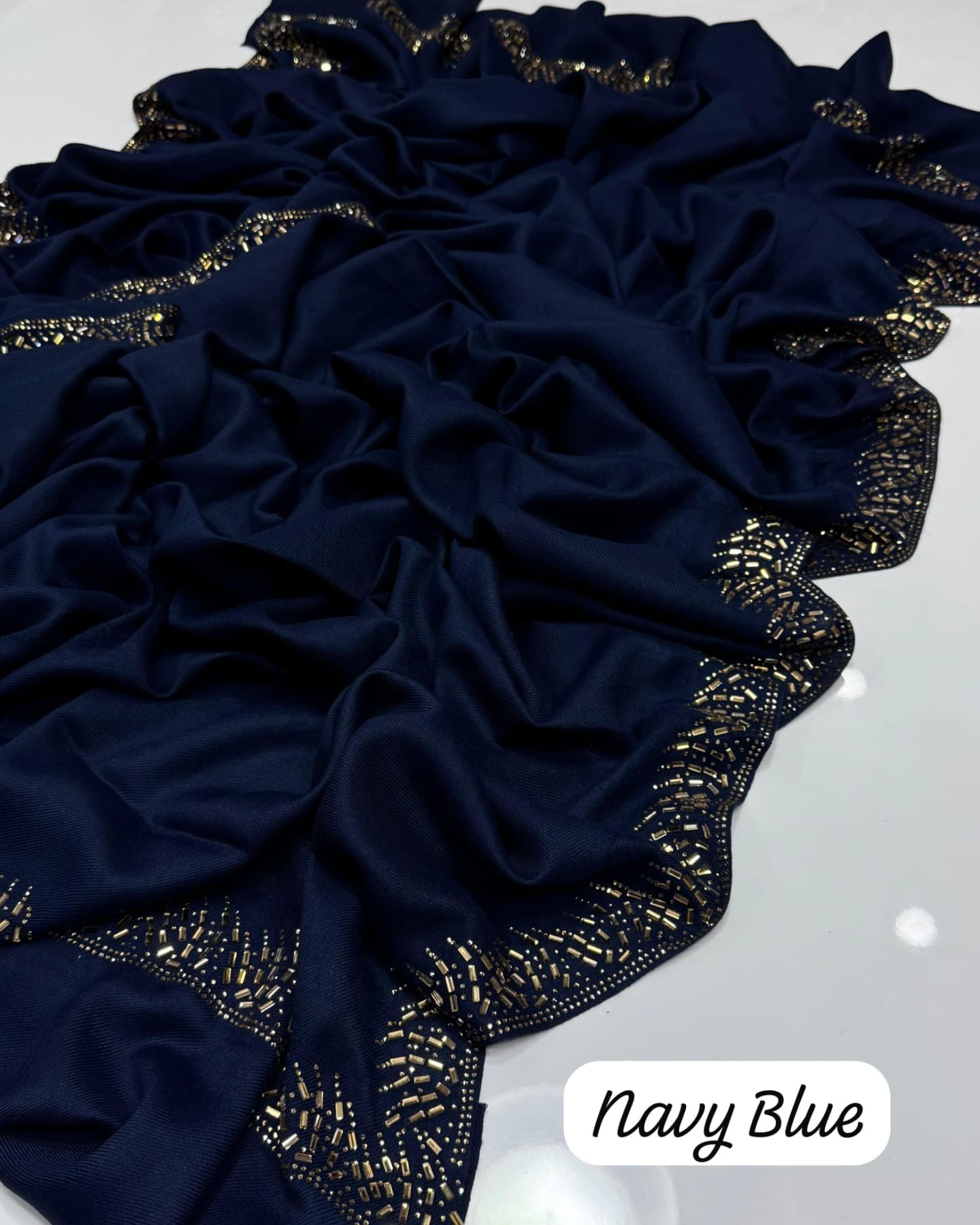 shawl with stone work – four sided design, elegant pashmina stuff premium quality, 2.5 yard length" shawl with stone work – four sided design, elegant pashmina stuff premium quality, 2.5 yard length"