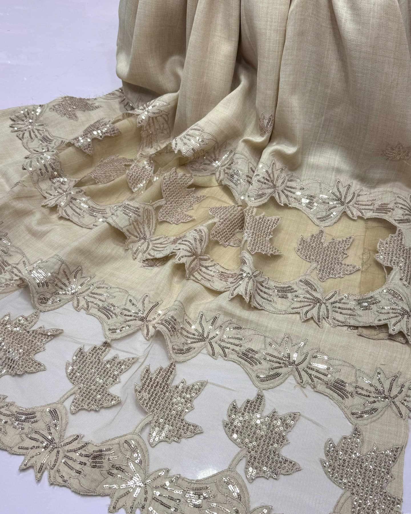elegant pashmina shawl with cutwork & sequin embroidery – elegant pashmina shawl with cutwork & sequin embroidery –